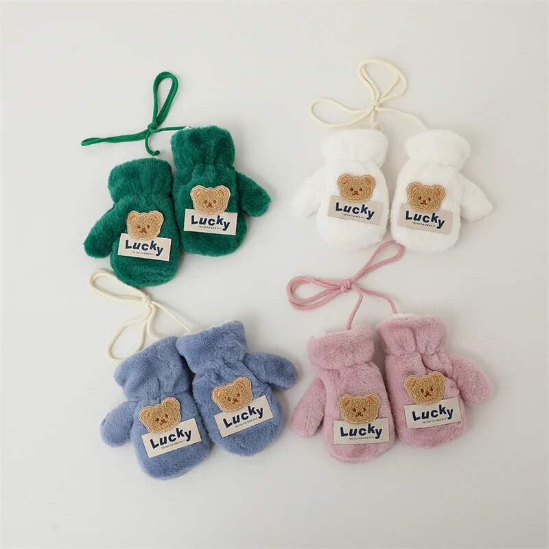 Pehmed Talvised Beebikindad Köiega Cartoon Karu Soojad Täissõrmed Pakseneb 2-6 aastat Lapsed Labakindad Poistele Tüdrukutele Laste Kindad