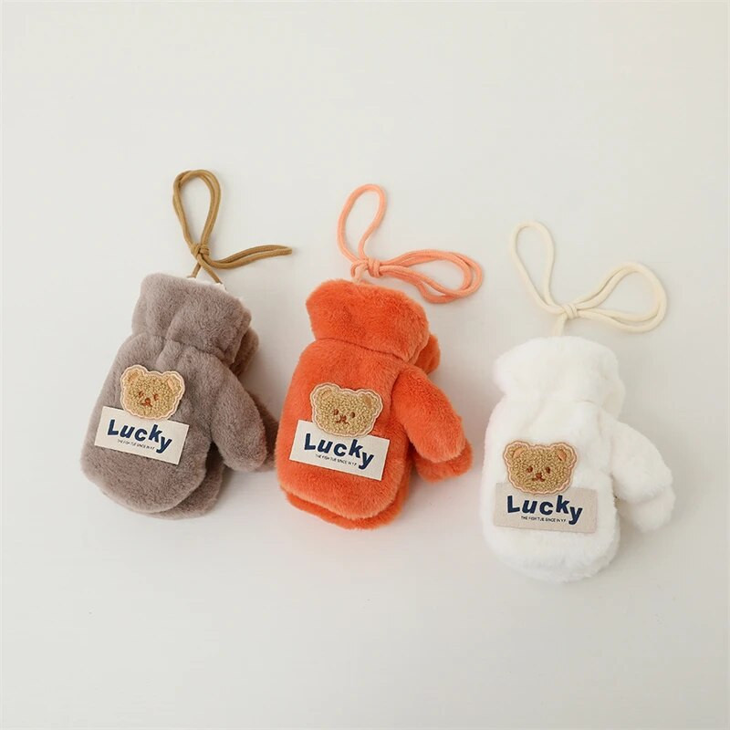 Pehmed Talvised Beebikindad Köiega Cartoon Karu Soojad Täissõrmed Pakseneb 2-6 aastat Lapsed Labakindad Poistele Tüdrukutele Laste Kindad