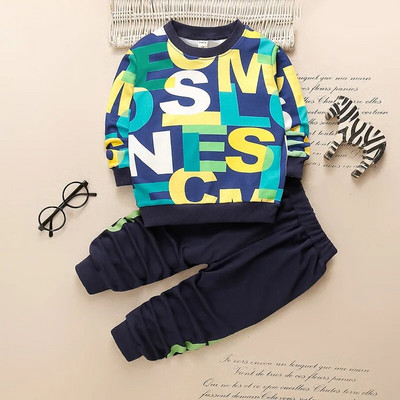 2023 Toamna Copii Băieți Seturi de îmbrăcăminte Copii Litere Print Pulovere Topuri și Pantaloni 2 buc Costume Sport Bebeluși Fete Ținute casual