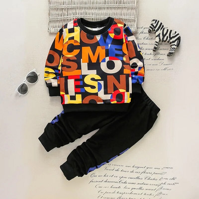 2023 Toamna Copii Băieți Seturi de îmbrăcăminte Copii Litere Print Pulovere Topuri și Pantaloni 2 buc Costume Sport Bebeluși Fete Ținute casual