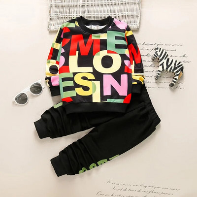 2023 Toamna Copii Băieți Seturi de îmbrăcăminte Copii Litere Print Pulovere Topuri și Pantaloni 2 buc Costume Sport Bebeluși Fete Ținute casual