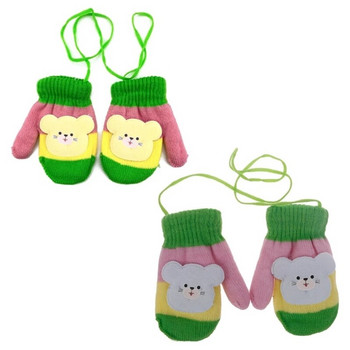 Κινούμενα σχέδια για γάντια γάτας Χειμωνιάτικο χοντρό πλεκτό μωρό Παιδικά νεογέννητα γάντια 0-4 ετών