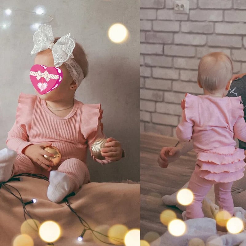 0-24M vastsündinu beebile Tüdrukutele volangidega T-särk Romperi Topid Retuusid Püksid Riided Riided Komplektid Pikad varrukad sügistalvised riided