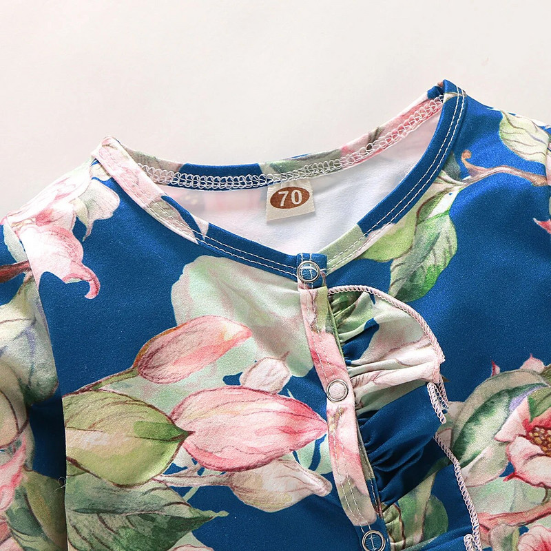 Νεογέννητο κορμάκι 0-18 μηνών Κοριτσάκι με λουλούδια στάμπα μακρυμάνικο βαμβακερό ρόμπα με κορδέλα στο κεφάλι