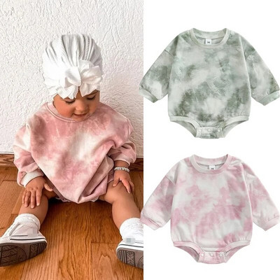 Őszi tavaszi baba lányok fiú pulóver Romper hosszú ujjú nyakkendős, nyomógombos Jumpsuit divat csecsemő újszülött ruhák