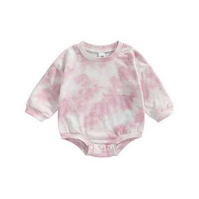 Φθινοπωρινή άνοιξη, βρεφική μπλούζα για αγόρια, μπλούζα με μακρυμάνικη γραβάτα-βαφή με κουμπιά εκτύπωσης Μόδα Βρεφικά ρούχα για νεογέννητα