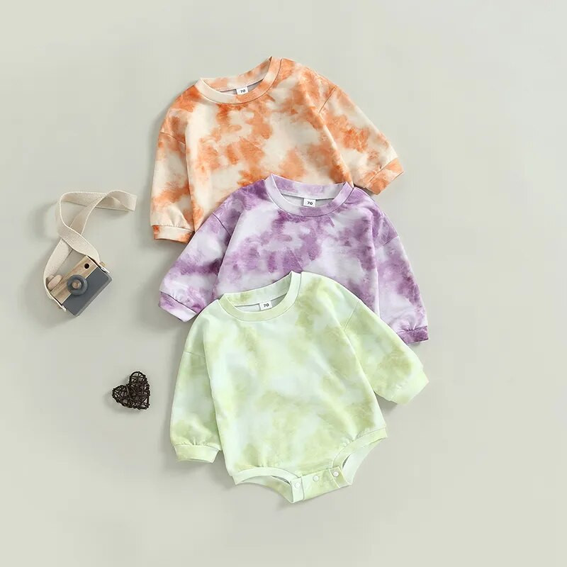 Φθινοπωρινή άνοιξη, βρεφική μπλούζα για αγόρια, μπλούζα με μακρυμάνικη γραβάτα-βαφή με κουμπιά εκτύπωσης Μόδα Βρεφικά ρούχα για νεογέννητα