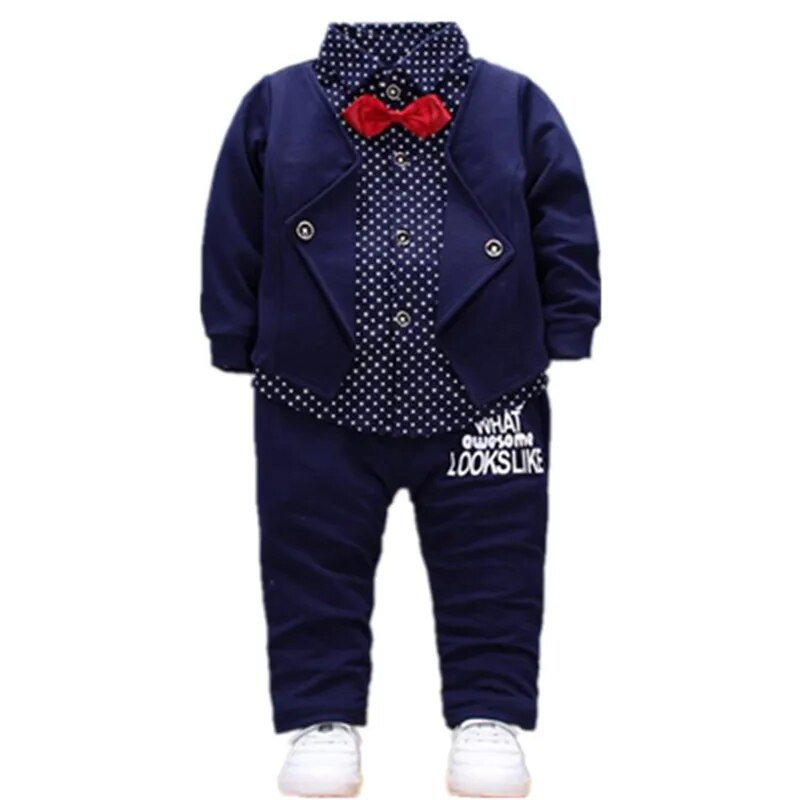 Beebipoiste rõivakomplekt, 2 tk 2023, uus kevadine hulgimüük, meesterõivad, lasteriiete särk, kolmeosaline võltsülikond, 0–4 aastat vana