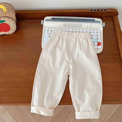 Κορεάτικο παντελόνι για κορίτσια άνοιξη και φθινόπωρο 2023 Ολόβαμβα μονόχρωμο ελαστικό χαλαρό για βρέφη Παιδιά