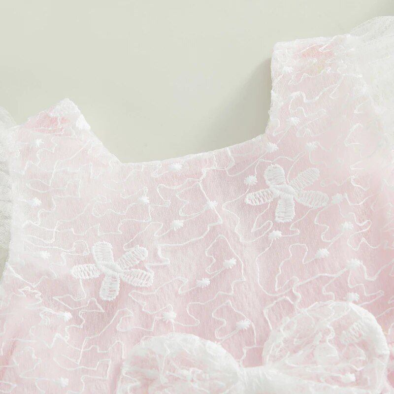 EWODOS 6-24M Νεογέννητο μωρό Παιδικά Κορίτσια Καλοκαιρινό Πριγκίπισσα Φόρεμα Αμάνικο O λαιμό Δαντέλα Φόρεμα Φόρεμα Φιόγκος Διακόσμηση Δαντέλα Φορέματα