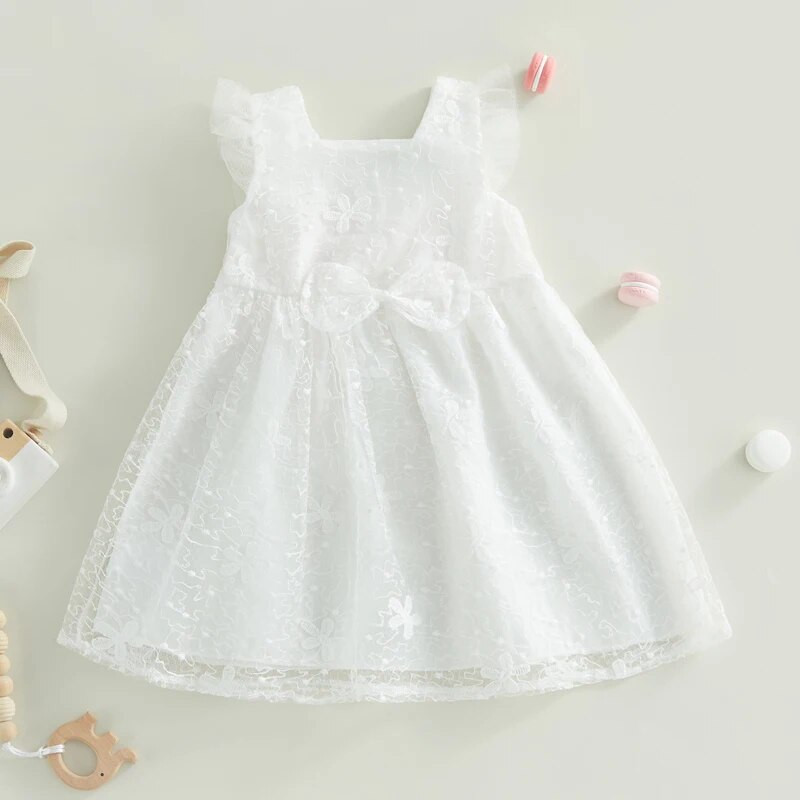 EWODOS 6-24M Νεογέννητο μωρό Παιδικά Κορίτσια Καλοκαιρινό Πριγκίπισσα Φόρεμα Αμάνικο O λαιμό Δαντέλα Φόρεμα Φόρεμα Φιόγκος Διακόσμηση Δαντέλα Φορέματα