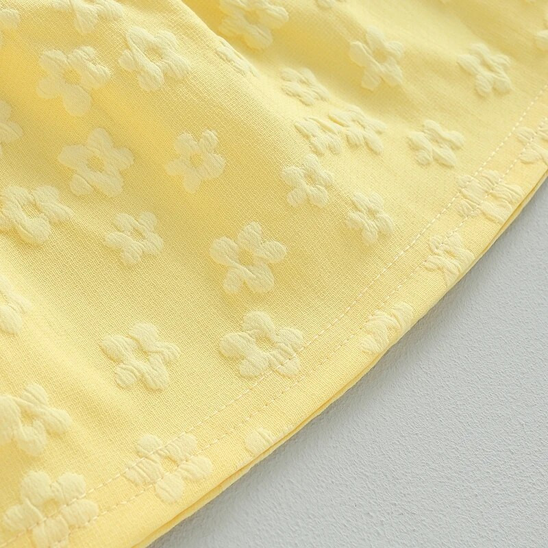 EWODOS Copii mici Bebeluși Fetițe Rochie dulce galbenă Rochie dulce cu mânecă lungă Gâtul rotund cu fundă cu flori Rochie în linie A pentru petrecere ocazională de zi cu zi