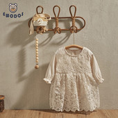 EWODOS 0-18M újszülött baba lány Body ruha Sweet Babies hosszú ujjú nyakú virágos csipke patchwork A-vonalú ruhák gyerekeknek