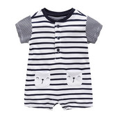 Väikelaste poiste püksid suvine lühikeste varrukatega kombinesoon vastsündinud beebidele tüdrukutele suveriided bambusest puuvillane taskutega triibuline print