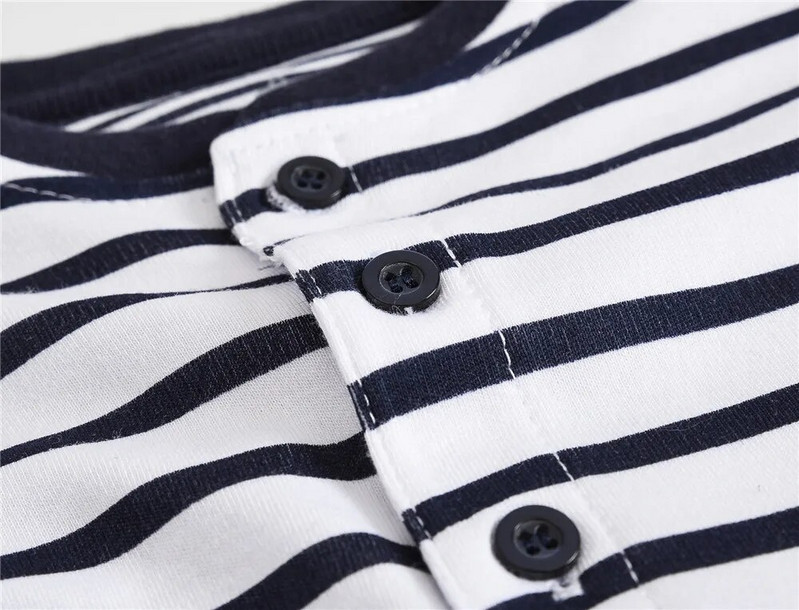 Väikelaste poiste püksid suvine lühikeste varrukatega kombinesoon vastsündinud beebidele tüdrukutele suveriided bambusest puuvillane taskutega triibuline print