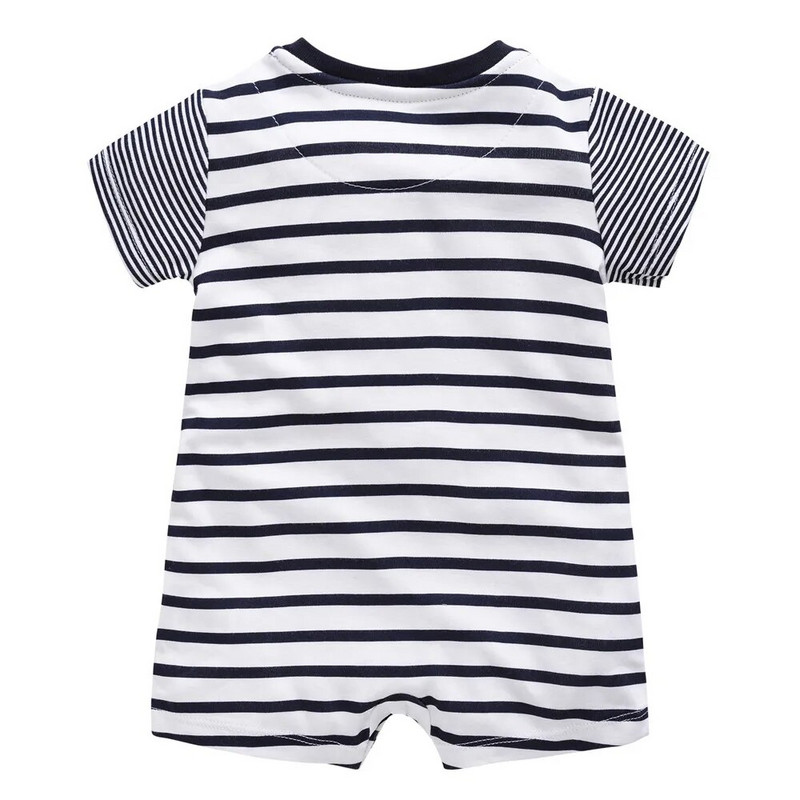 Väikelaste poiste püksid suvine lühikeste varrukatega kombinesoon vastsündinud beebidele tüdrukutele suveriided bambusest puuvillane taskutega triibuline print