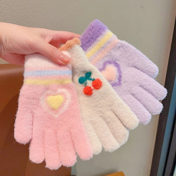 2023 Νέα Παιδιά Χαριτωμένα πλέξιμο Cherry Heart Animals Μαλακά γάντια με πέντε δάχτυλα αγόρια κορίτσια Υπαίθρια ζεστά γάντια Παιδικά χρώματα Γάντια