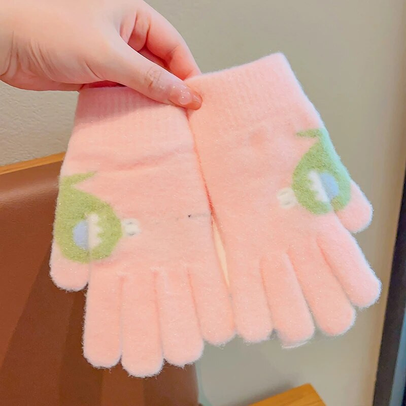 2023 noi copii drăguț tricotat cireș inimă animale mănuși moi cu cinci degete băieți fete mănuși calde în aer liber mănuși pentru copii culori