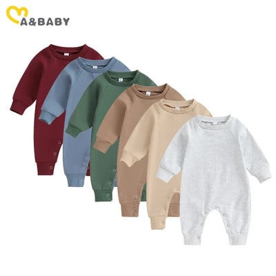 ma&baby 0-18M nou-născut nou-născut bebeluș băiat fată salopetă culoare solidă cu mânecă lungă salopetă casual toamnă primăvară îmbrăcăminte pentru copii