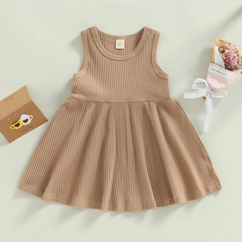 EWODOS 1–4 metų mažiems vaikams skirta suknelė mergaitėms, vienspalvė, be rankovių, solidi vasarinė A formos suknelė kasdieniam laisvalaikiui