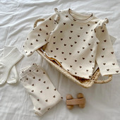 Toamna Iarna Ins Copilul mic Bebeluș Iubire Print Homewear Costum Băiat Fată Sugar Fly Maneci Casual Tops + Pantaloni 2pcs Copii Bumbac Tricouri Set