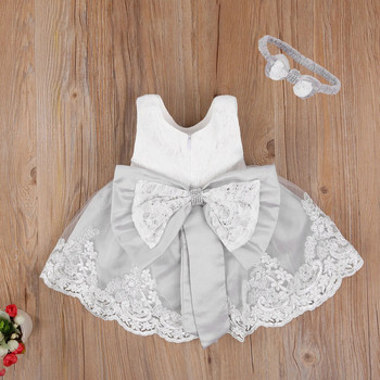 Бебешко лятно облекло Нова бебешка принцеса рокля за момичета Дантелена кръщене за сватбено парти Детско официално облекло + лента за глава 0-24M