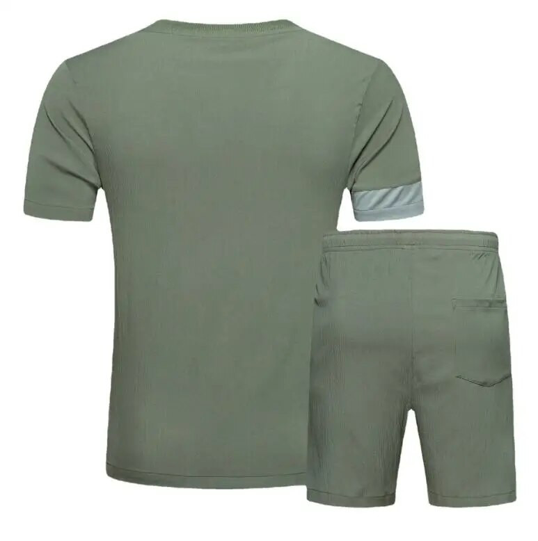 Καλοκαιρινό σετ 2 τεμαχίων για ανδρικά κουμπιά με λαιμόκοψη + κοντά αθλητικά κοστούμια Ανδρικά ρούχα μεγέθους EU S-XXL