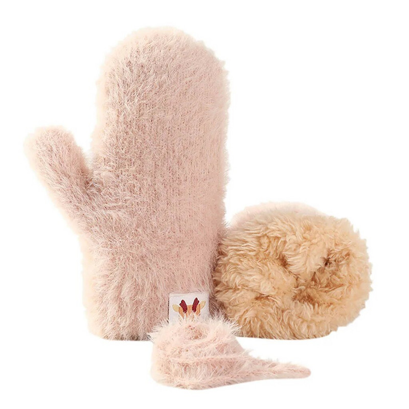 Mănuși de iarnă pentru copii de desene animate cu degetul plin Mănuși calde îngroșate Mănuși de schi de iarnă Mănuși de protecție împotriva vântului Mănuși de tricot calde Перчатки