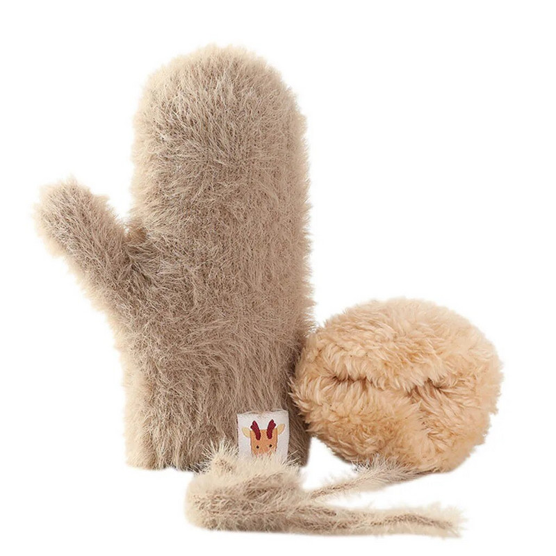 Mănuși de iarnă pentru copii de desene animate cu degetul plin Mănuși calde îngroșate Mănuși de schi de iarnă Mănuși de protecție împotriva vântului Mănuși de tricot calde Перчатки