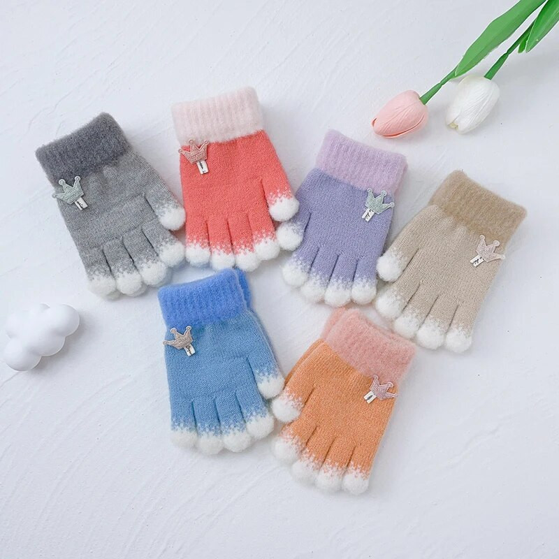 Mănuși pentru copii de iarnă pentru grădiniță Mănuși cu degete complete Încălzitor de mâini pentru bebeluși băiat fată Mănuși tricotate groase Mănuși pentru degete pentru copii 어린이장갑