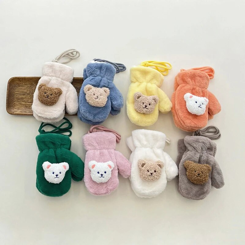 Faux Fur Χειμερινά παιδικά γάντια Bear Halter αρνί μαλλί Παιδικά γάντια Παχύ ζεστό Παιδί Κορίτσια Αγόρια Γάντια Βρεφικά αξεσουάρ 3-8 ετών