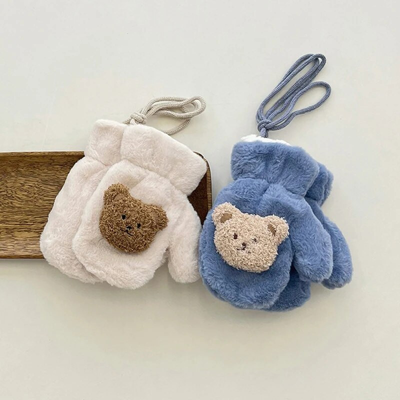 Faux Fur Χειμερινά παιδικά γάντια Bear Halter αρνί μαλλί Παιδικά γάντια Παχύ ζεστό Παιδί Κορίτσια Αγόρια Γάντια Βρεφικά αξεσουάρ 3-8 ετών