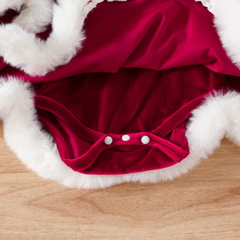 Ma&Baby 0-24M Χριστουγεννιάτικα Νεογέννητα Βρέφη Κοριτσίστικα Κόκκινα Rompers Βελούδινο βολάν βελούδινη φόρμα + καπέλο Χριστουγεννιάτικες στολές D05