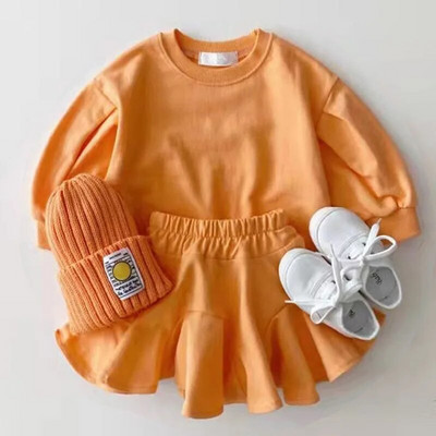 Seturi de haine pentru fete, coreeană, pentru copii, toamnă, hanorac, top + costum pantaloni evazați