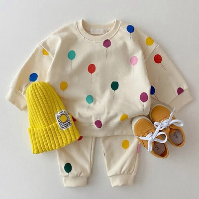 Seturi de haine pentru fete, coreeană, pentru copii, toamnă, hanorac, top + costum pantaloni evazați