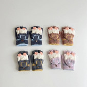 Παιδικά πλεκτά γάντια χωρίς δάχτυλα εκτεθειμένα γάντια με δάχτυλα χειμωνιάτικα ζεστά παχύρρευστα Παιδικά γάντια μάλλινα με οθόνη αφής