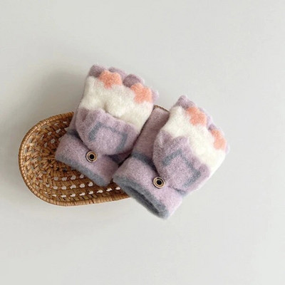 Παιδικά πλεκτά γάντια χωρίς δάχτυλα εκτεθειμένα γάντια με δάχτυλα χειμωνιάτικα ζεστά παχύρρευστα Παιδικά γάντια μάλλινα με οθόνη αφής