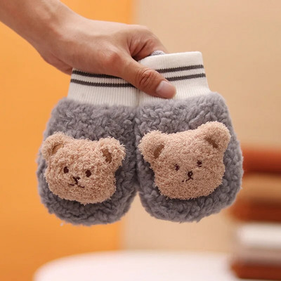 Multifilm Karu Lapsed Kaela Rippuvad Kinnas Paks Plush Halterneck Kindad Beebi Talvine Käesoojendaja Pehme Lambafliisist Laste Kindad