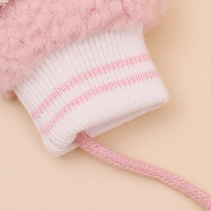 Multifilm Karu Lapsed Kaela Rippuvad Kinnas Paks Plush Halterneck Kindad Beebi Talvine Käesoojendaja Pehme Lambafliisist Laste Kindad