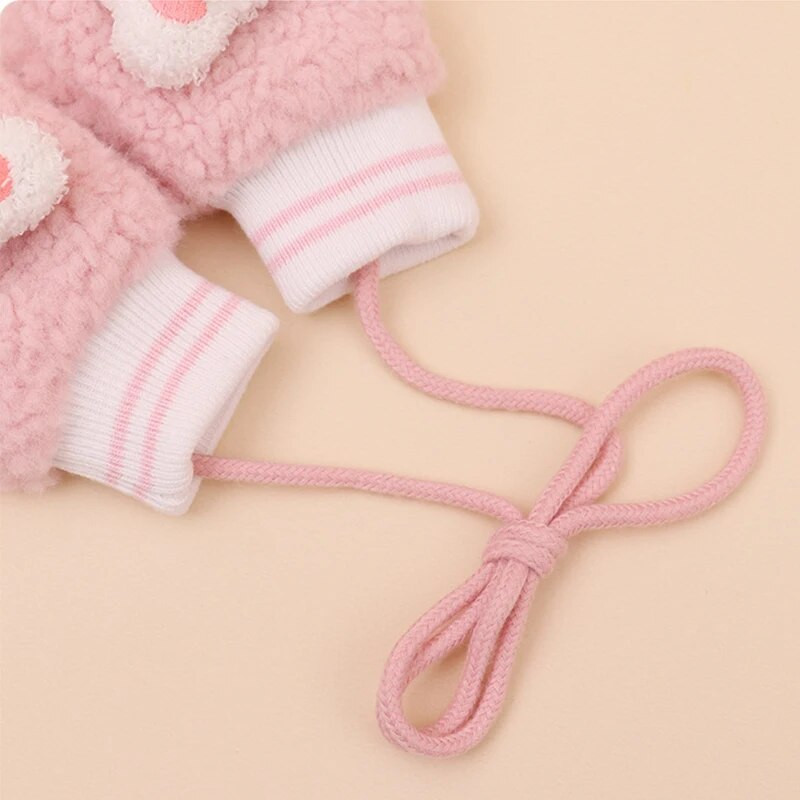 Multifilm Karu Lapsed Kaela Rippuvad Kinnas Paks Plush Halterneck Kindad Beebi Talvine Käesoojendaja Pehme Lambafliisist Laste Kindad