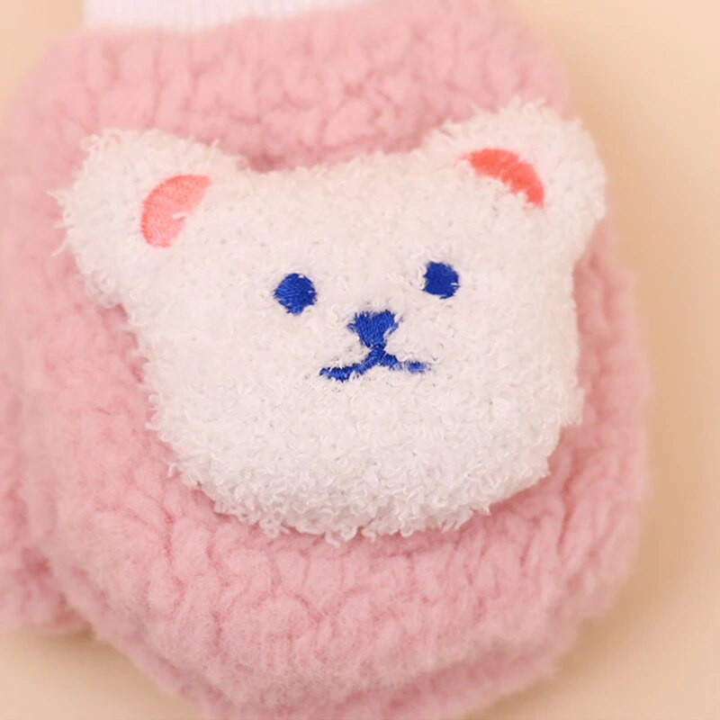 Multifilm Karu Lapsed Kaela Rippuvad Kinnas Paks Plush Halterneck Kindad Beebi Talvine Käesoojendaja Pehme Lambafliisist Laste Kindad