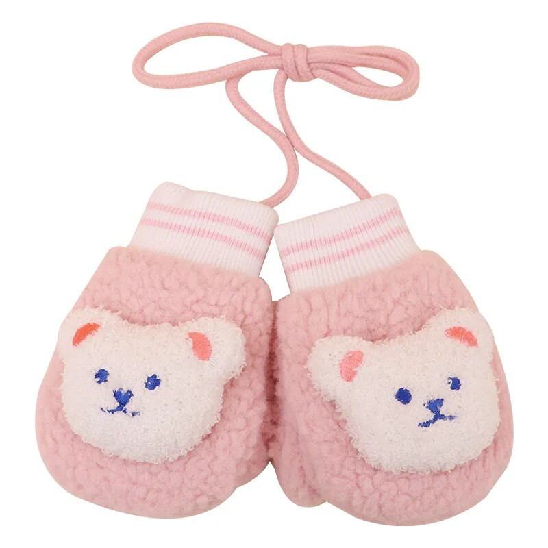 Multifilm Karu Lapsed Kaela Rippuvad Kinnas Paks Plush Halterneck Kindad Beebi Talvine Käesoojendaja Pehme Lambafliisist Laste Kindad