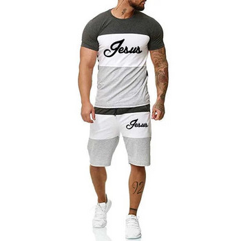 Ανδρική καλοκαιρινή αθλητική φόρμα Casual Sport Kit Ανδρικό κοντομάνικο μπλουζάκι με ασορτί χρώμα + σορτς 2 τεμαχίων σετ Φαρδιά μονόχρωμα Streetwear