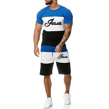 Ανδρική καλοκαιρινή αθλητική φόρμα Casual Sport Kit Ανδρικό κοντομάνικο μπλουζάκι με ασορτί χρώμα + σορτς 2 τεμαχίων σετ Φαρδιά μονόχρωμα Streetwear