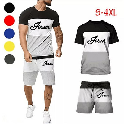 Trening de vară pentru bărbați Set sport ocazional Tricou cu mânecă scurtă cu mânecă scurtă și pantaloni scurți Seturi de 2 piese largi, culoare solidă