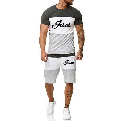 Trening de vară pentru bărbați Set sport ocazional Tricou cu mânecă scurtă cu mânecă scurtă și pantaloni scurți Seturi de 2 piese largi, culoare solidă
