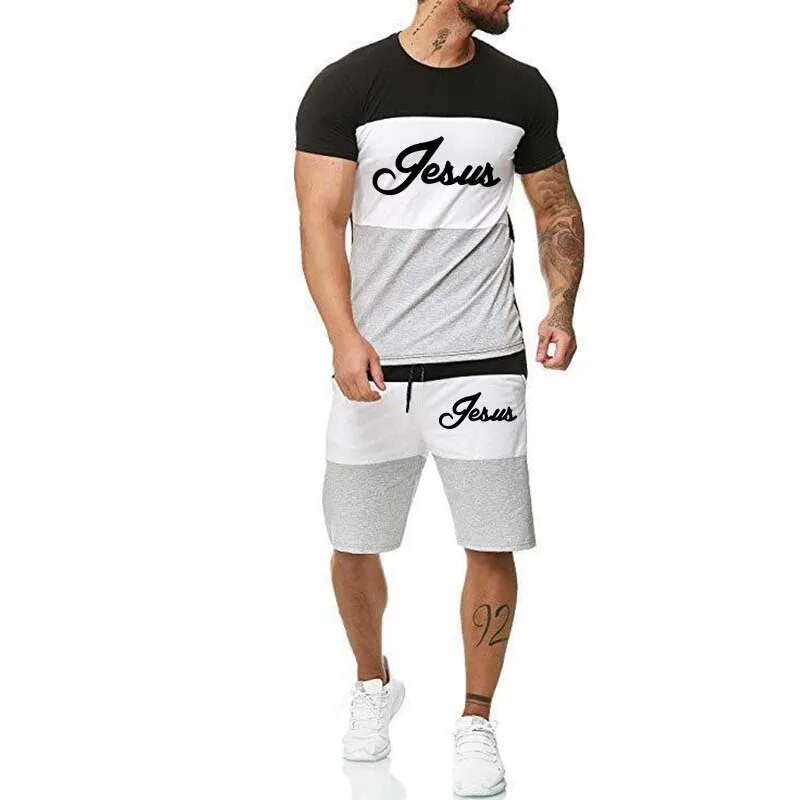 Trening de vară pentru bărbați Set sport ocazional Tricou cu mânecă scurtă cu mânecă scurtă și pantaloni scurți Seturi de 2 piese largi, culoare solidă