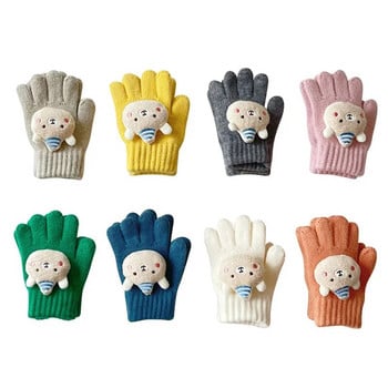 2023 Μάλλινα μωρά χειμωνιάτικα γάντια για κορίτσια αγόρια Bear Five Fingers Παιδικά γάντια χιονιού Κορεατικά ζεστά χέρια Παιδικά αξεσουάρ 2-7Y