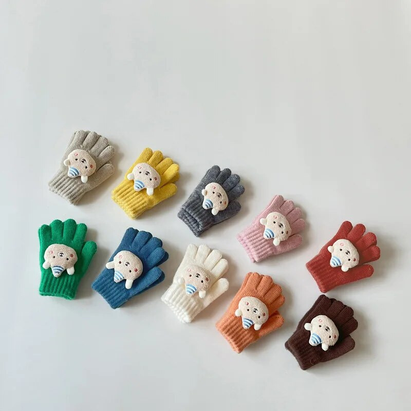 2023. aasta villased beebi talvekindad tüdrukutele poistele karu viie sõrmega lastele lumekindad Korea soojad käed, laste aksessuaarid 2–7 a.