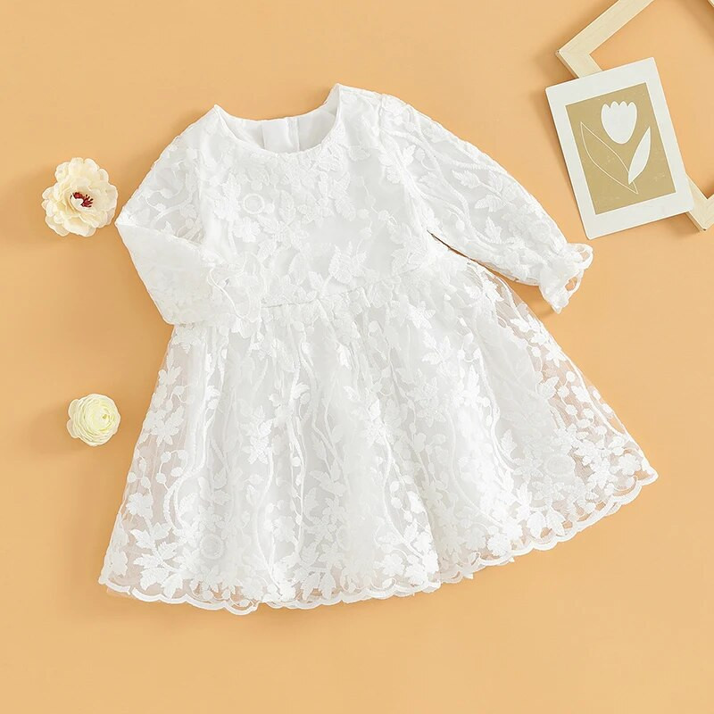 ma&baby 3-18M nou-născut nou-născut fete rochie copil mic cu mânecă lungă prințesă tutu petrecere nuntă rochii aniversare pentru fetiță D05